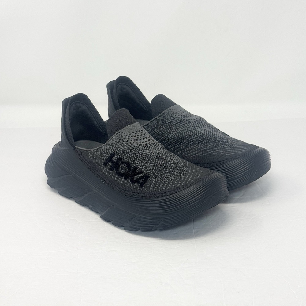 HOKA Restore TC Recovery Shoes Mens 9 Women's 10 Slip On Black Gray Cushioned